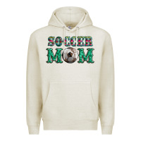 Oatmeal Heather soccer mom with leopard ball and serape leopard Premium Hoodie - Artiststas