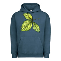 Pigment Midnight Navy green leaf Urban Hoodie - BarkalooDesign
