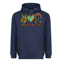 Navy peace love thankful Heavyweight Hoodie - RanaPortraitStore