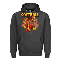 Charcoal Heather Softball life afro girl sneakers Zipper Hoodie - RanaPortraitStore
