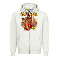 Oatmeal Heather Softball life afro girl sneakers Zipper Hoodie - RanaPortraitStore