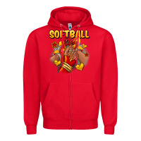 Red Softball life afro girl sneakers Zipper Hoodie - RanaPortraitStore