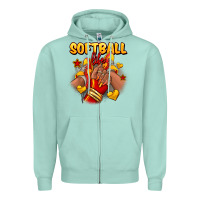 Seafoam Softball life afro girl sneakers Zipper Hoodie - RanaPortraitStore
