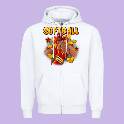 Zipper Hoodie Softball life afro girl sneakers