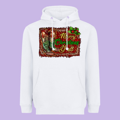 Merry Christmas Y'all Boots Heavyweight Hoodie Designed By Ranaportraitstore