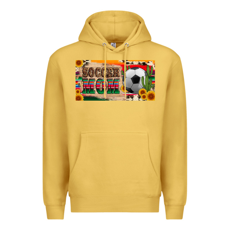 Soccer Mom With Ball And Sunflower Cactus Serape Licanse Plate Premium Hoodie by Artiststas | Teevron