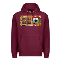 Burgundy soccer mom with ball and sunflower cactus serape licanse plate Premium Hoodie - Artiststas