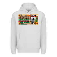 Dove Grey soccer mom with ball and sunflower cactus serape licanse plate Premium Hoodie - Artiststas