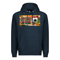 Navy soccer mom with ball and sunflower cactus serape licanse plate Premium Hoodie - Artiststas
