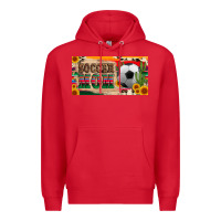 Red soccer mom with ball and sunflower cactus serape licanse plate Premium Hoodie - Artiststas