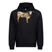 Black Texas Longhorn Heifer Urban Hoodie - LillyAllenDesigns