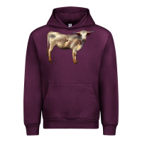 Mauve Wine Texas Longhorn Heifer Urban Hoodie - LillyAllenDesigns