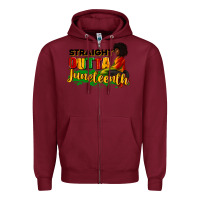 Burgundy Straight outta Juneteenth Zipper Hoodie - RanaPortraitStore