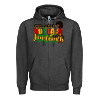 Charcoal Heather Straight outta Juneteenth Zipper Hoodie - RanaPortraitStore
