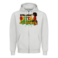 Dove Grey Straight outta Juneteenth Zipper Hoodie - RanaPortraitStore