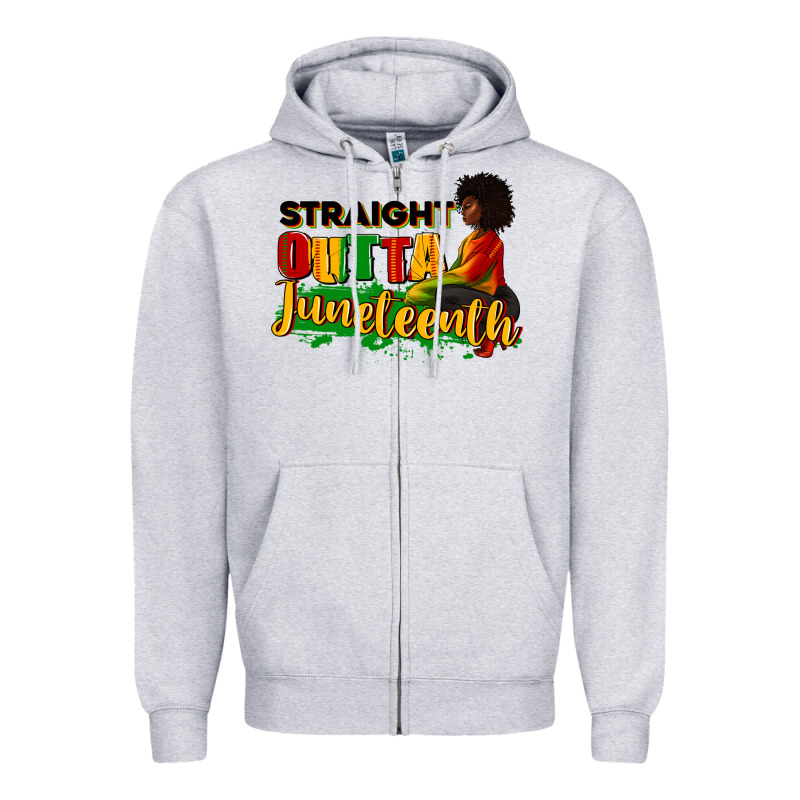 Straight Outta Juneteenth Zipper Hoodie by RanaPortraitStore | Teevron
