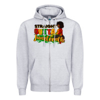 Heather Grey Straight outta Juneteenth Zipper Hoodie - RanaPortraitStore