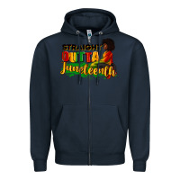 Navy Straight outta Juneteenth Zipper Hoodie - RanaPortraitStore