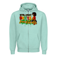 Seafoam Straight outta Juneteenth Zipper Hoodie - RanaPortraitStore