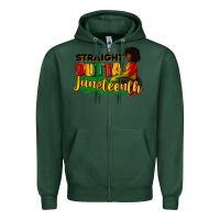Sports Green Straight outta Juneteenth Zipper Hoodie - RanaPortraitStore