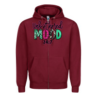Burgundy Unbothered mood 24:7 Zipper Hoodie - RanaPortraitStore