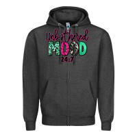 Charcoal Heather Unbothered mood 24:7 Zipper Hoodie - RanaPortraitStore