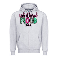 Heather Grey Unbothered mood 24:7 Zipper Hoodie - RanaPortraitStore