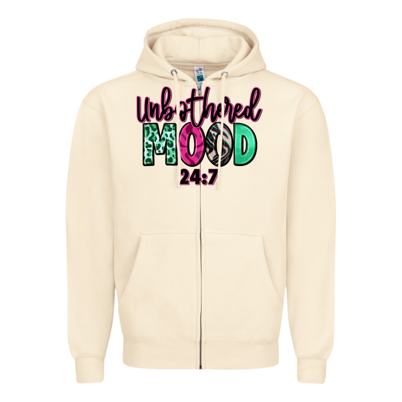 Unbothered Mood 24:7 Zipper Hoodie by RanaPortraitStore | Teevron