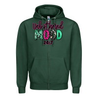 Sports Green Unbothered mood 24:7 Zipper Hoodie - RanaPortraitStore