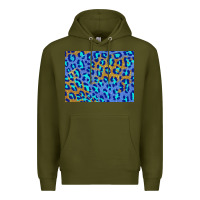 Army Green leopard background turquoise and gold 3200x2400 Premium Hoodie - AdoDesignShop