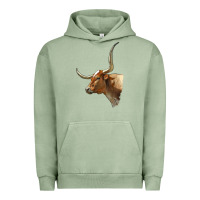 Pigment Oil Green Texas Longhorn Cow Face Urban Hoodie - LillyAllenDesigns