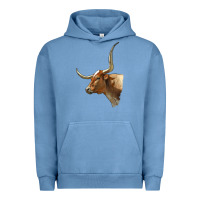 Pigment Pebble Blue Texas Longhorn Cow Face Urban Hoodie - LillyAllenDesigns