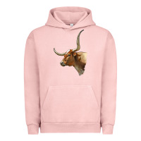 Pigment Salmon Texas Longhorn Cow Face Urban Hoodie - LillyAllenDesigns