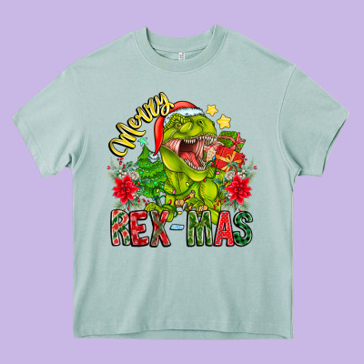 Merry Rexmas Heavy Core Tee Designed By Cowhidedigitalart