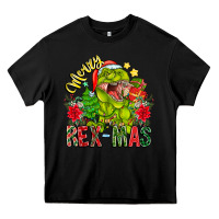 Black Merry Rexmas Heavy Core Tee - CowhideDigitalArt