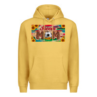 Antique Gold soccer mom with ball and sunflower and serape licanse plate Premium Hoodie - Artiststas