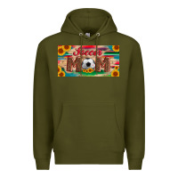 Army Green soccer mom with ball and sunflower and serape licanse plate Premium Hoodie - Artiststas