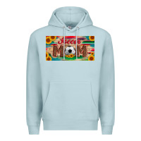Blue Mist soccer mom with ball and sunflower and serape licanse plate Premium Hoodie - Artiststas