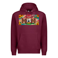 Burgundy soccer mom with ball and sunflower and serape licanse plate Premium Hoodie - Artiststas