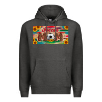 Charcoal Heather soccer mom with ball and sunflower and serape licanse plate Premium Hoodie - Artiststas