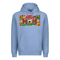 Colony Blue soccer mom with ball and sunflower and serape licanse plate Premium Hoodie - Artiststas