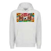 Dove Grey soccer mom with ball and sunflower and serape licanse plate Premium Hoodie - Artiststas
