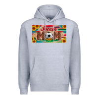 Heather Grey soccer mom with ball and sunflower and serape licanse plate Premium Hoodie - Artiststas