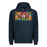Navy soccer mom with ball and sunflower and serape licanse plate Premium Hoodie - Artiststas
