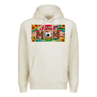 Oatmeal Heather soccer mom with ball and sunflower and serape licanse plate Premium Hoodie - Artiststas