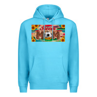 Ocean Blue soccer mom with ball and sunflower and serape licanse plate Premium Hoodie - Artiststas