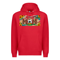 Red soccer mom with ball and sunflower and serape licanse plate Premium Hoodie - Artiststas