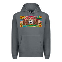 Rock soccer mom with ball and sunflower and serape licanse plate Premium Hoodie - Artiststas