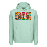 Seafoam soccer mom with ball and sunflower and serape licanse plate Premium Hoodie - Artiststas