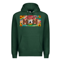Sports Green soccer mom with ball and sunflower and serape licanse plate Premium Hoodie - Artiststas